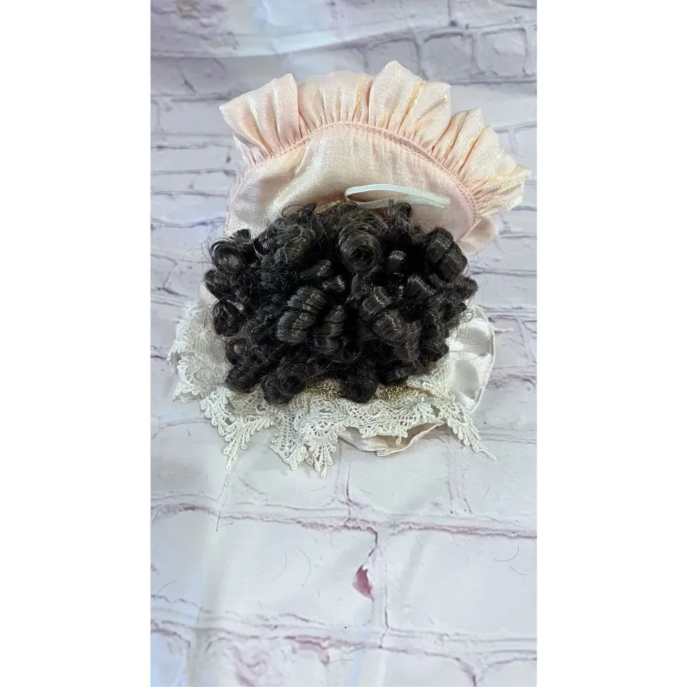 DANDEE PORCELAIN VICTORIAN DOLL HEAD ORNAMENT DARK HAIR